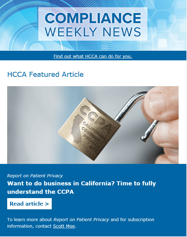 Compliance Weekly News HCCA Official Site